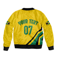 Personalised Jamaica Football Sleeve Zip Bomber Jacket Reggae Boyz Retro WC 1998 Inspired - Wonder Print Shop
