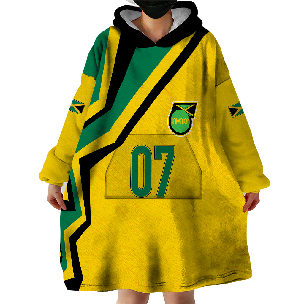Personalised Jamaica Football Wearable Blanket Hoodie Reggae Boyz Retro WC 1998 Inspired - Wonder Print Shop
