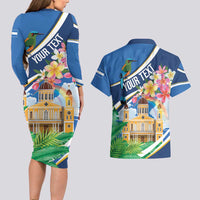 Nicaragua Granada Personalized Couples Matching Long Sleeve Bodycon Dress and Hawaiian Shirt Viva Nica - Wonder Print Shop