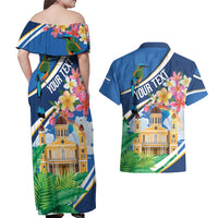 Nicaragua Granada Personalized Couples Matching Off Shoulder Maxi Dress and Hawaiian Shirt Viva Nica - Wonder Print Shop