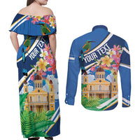 Nicaragua Granada Personalized Couples Matching Off Shoulder Maxi Dress and Long Sleeve Button Shirt Viva Nica - Wonder Print Shop