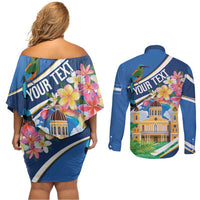 Nicaragua Granada Personalized Couples Matching Off Shoulder Short Dress and Long Sleeve Button Shirt Viva Nica - Wonder Print Shop