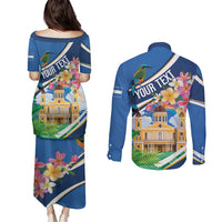 Nicaragua Granada Personalized Couples Matching Puletasi and Long Sleeve Button Shirt Viva Nica - Wonder Print Shop