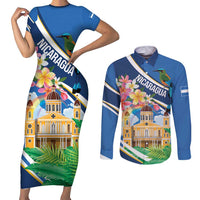 Nicaragua Granada Personalized Couples Matching Short Sleeve Bodycon Dress and Long Sleeve Button Shirt Viva Nica - Wonder Print Shop