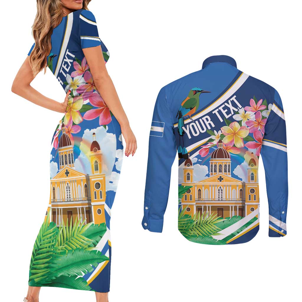 Nicaragua Granada Personalized Couples Matching Short Sleeve Bodycon Dress and Long Sleeve Button Shirt Viva Nica - Wonder Print Shop