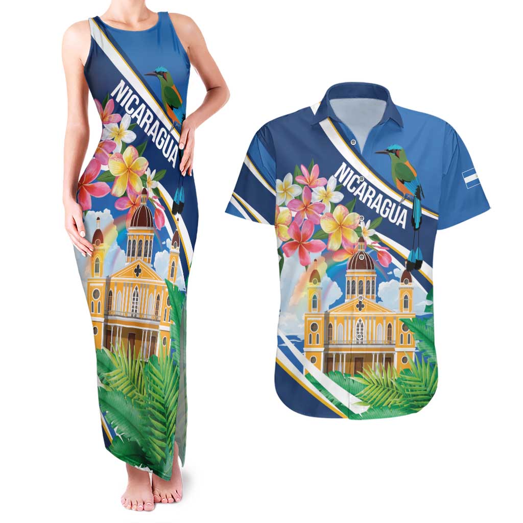 Nicaragua Granada Personalized Couples Matching Tank Maxi Dress and Hawaiian Shirt Viva Nica - Wonder Print Shop