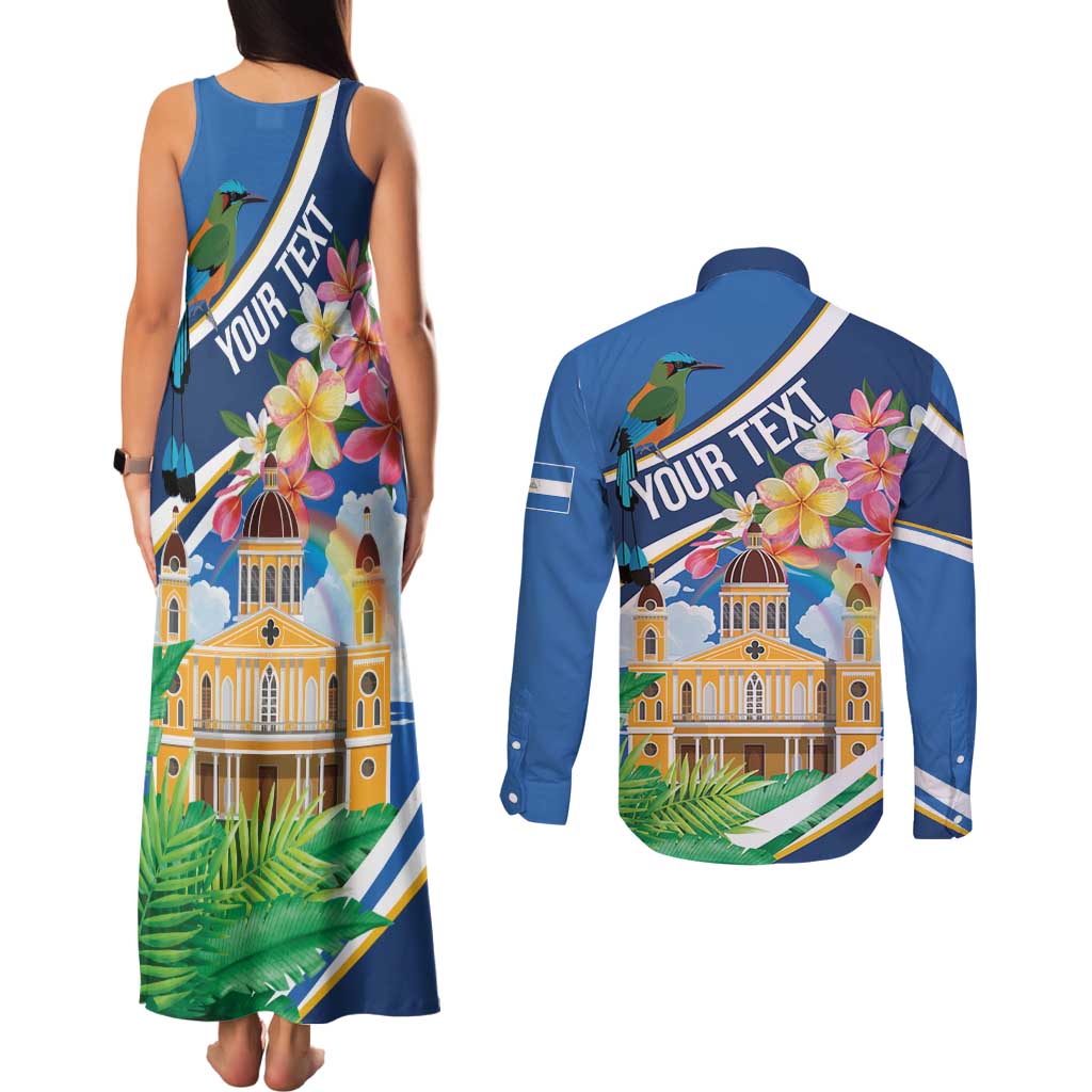 Nicaragua Granada Personalized Couples Matching Tank Maxi Dress and Long Sleeve Button Shirt Viva Nica - Wonder Print Shop