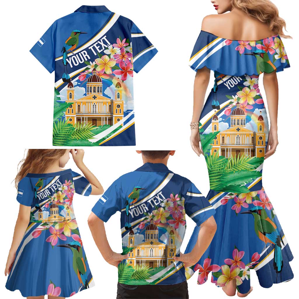 Nicaragua Granada Personalized Family Matching Mermaid Dress and Hawaiian Shirt Viva Nica - Wonder Print Shop