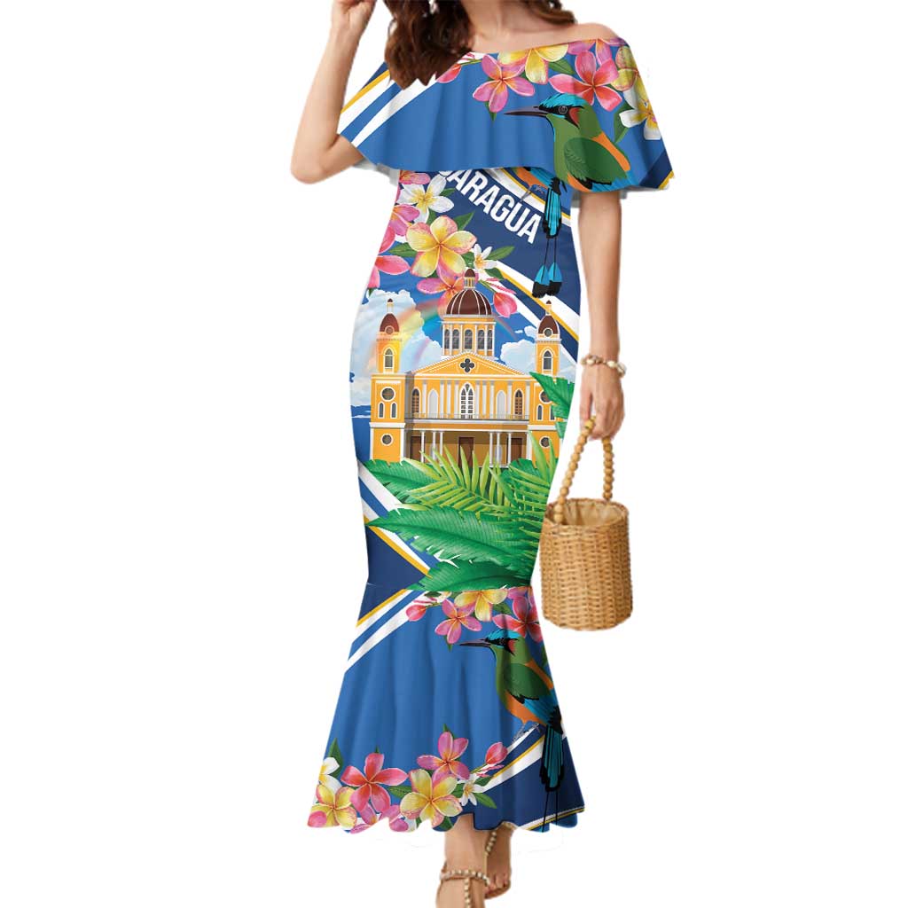 Nicaragua Granada Personalized Family Matching Mermaid Dress and Hawaiian Shirt Viva Nica - Wonder Print Shop