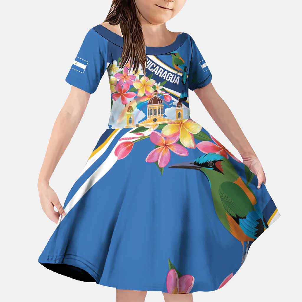 Nicaragua Granada Personalized Family Matching Off Shoulder Maxi Dress and Hawaiian Shirt Viva Nica - Wonder Print Shop