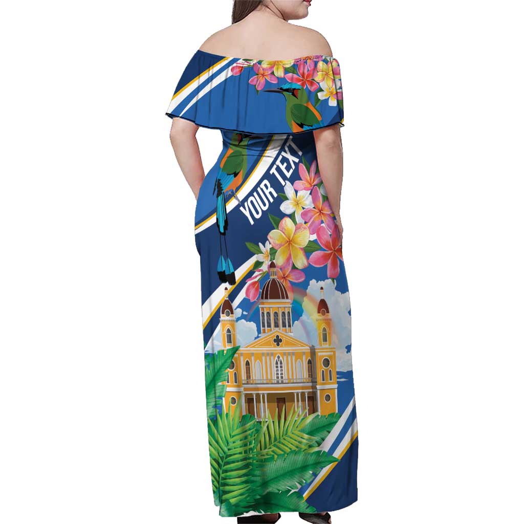 Nicaragua Granada Personalized Family Matching Off Shoulder Maxi Dress and Hawaiian Shirt Viva Nica - Wonder Print Shop