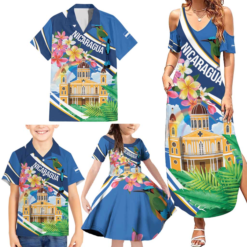 Nicaragua Granada Personalized Family Matching Summer Maxi Dress and Hawaiian Shirt Viva Nica - Wonder Print Shop