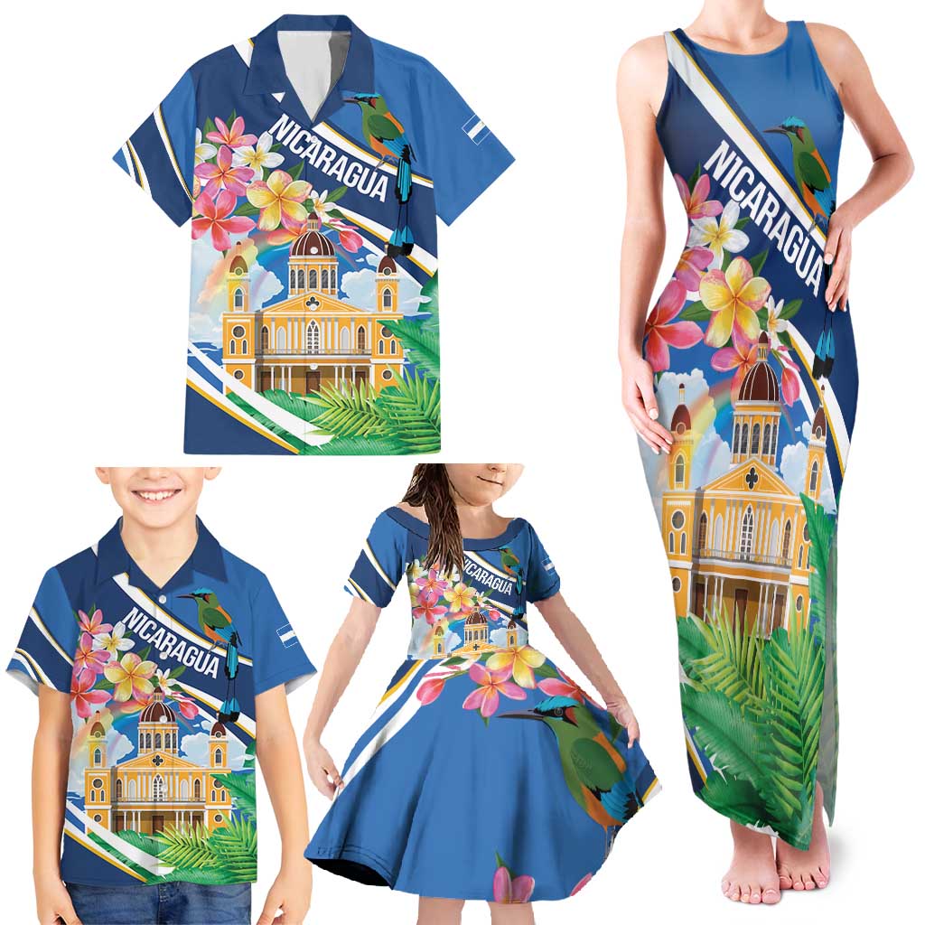 Nicaragua Granada Personalized Family Matching Tank Maxi Dress and Hawaiian Shirt Viva Nica - Wonder Print Shop