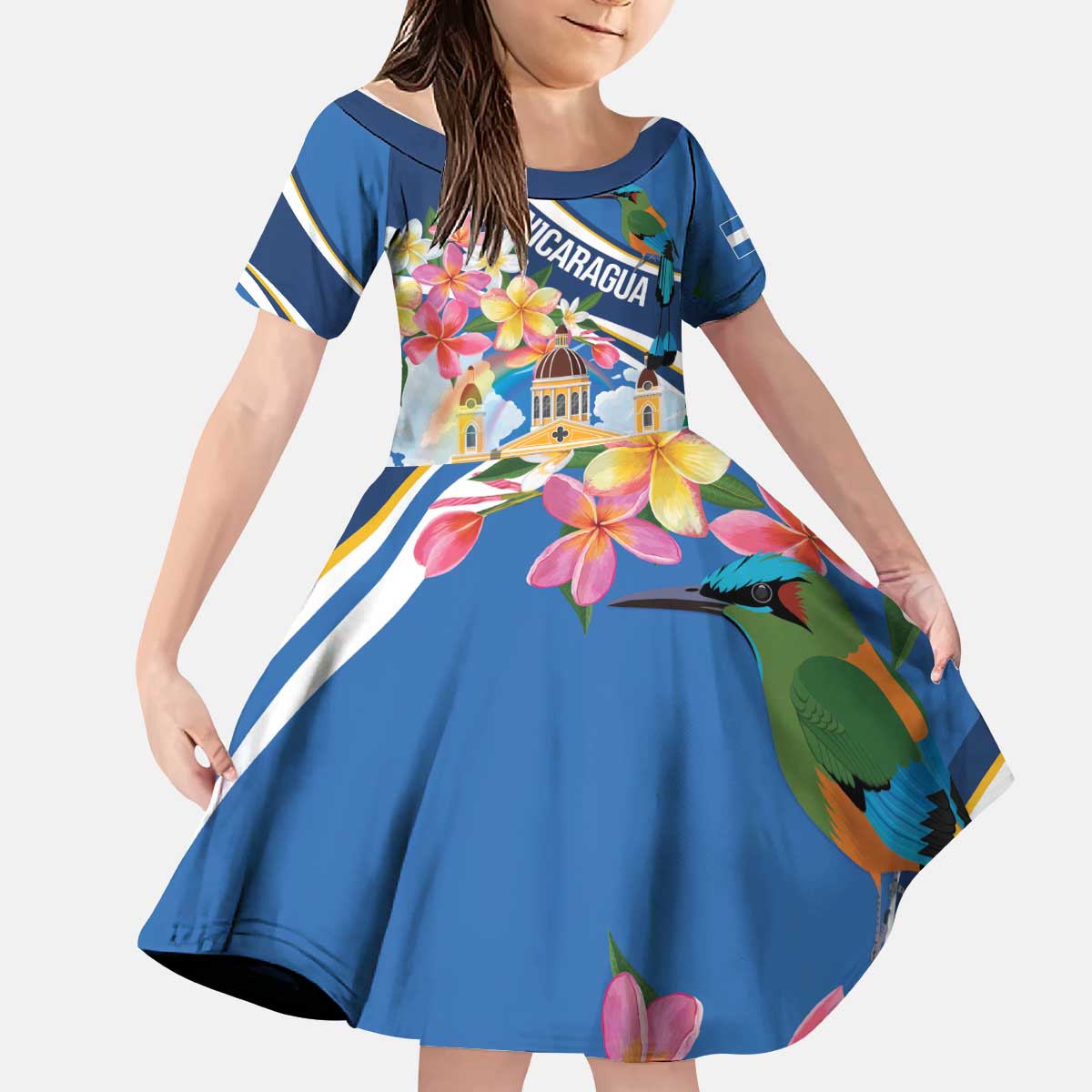 Nicaragua Granada Personalized Kid Short Sleeve Dress Viva Nica - Wonder Print Shop