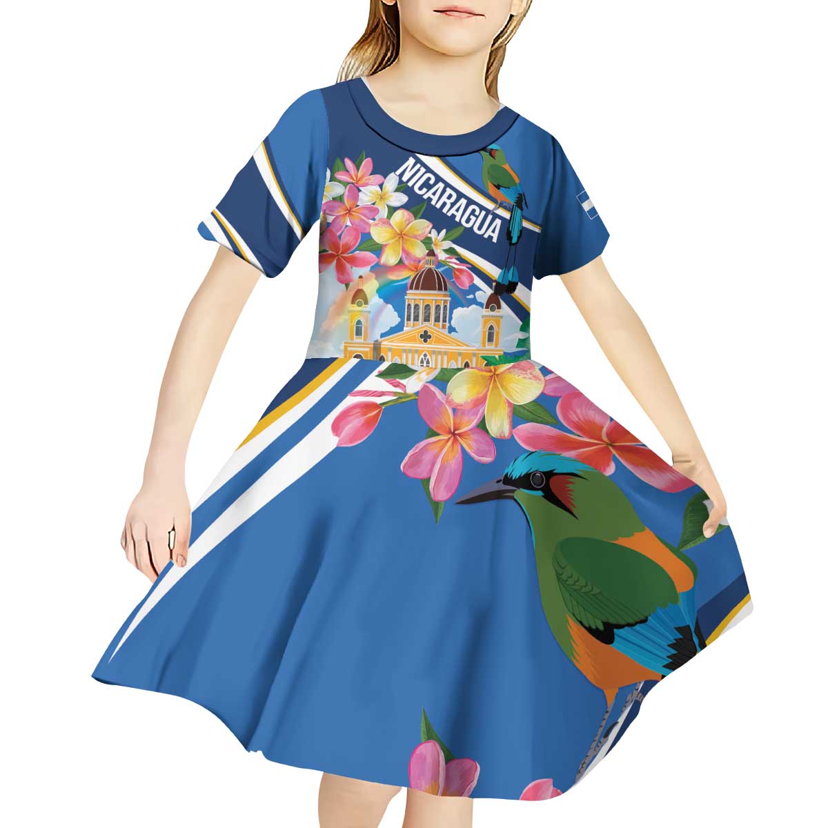 Nicaragua Granada Personalized Kid Short Sleeve Dress Viva Nica - Wonder Print Shop