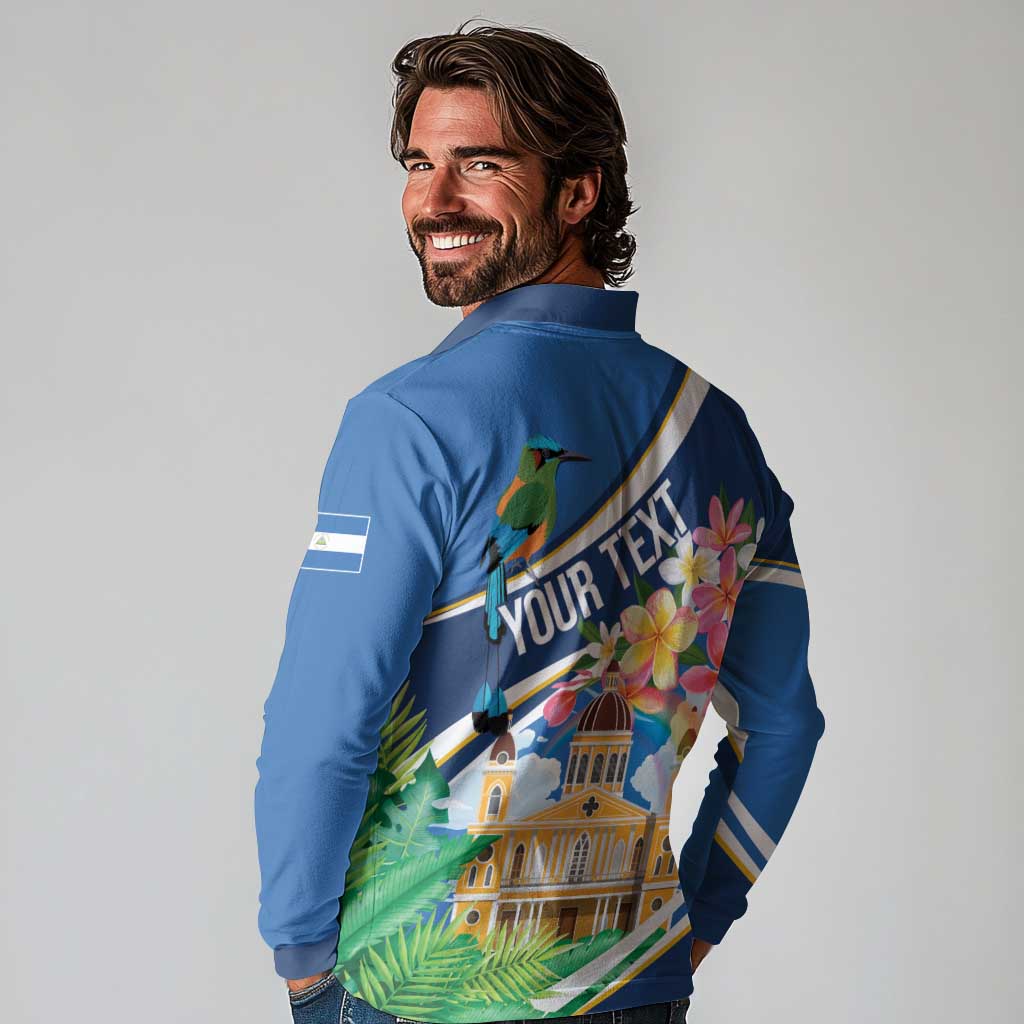 Nicaragua Granada Personalized Long Sleeve Polo Shirt Viva Nica - Wonder Print Shop