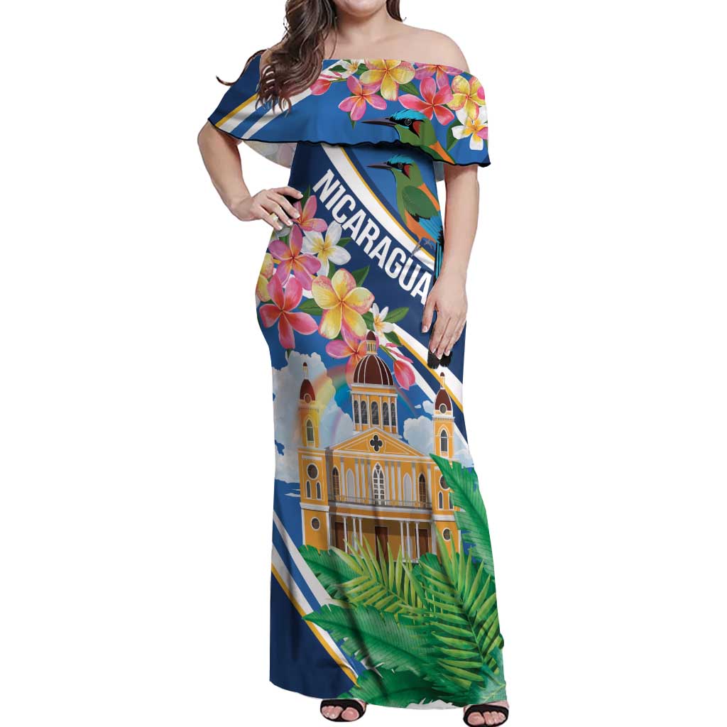 Nicaragua Granada Personalized Off Shoulder Maxi Dress Viva Nica - Wonder Print Shop