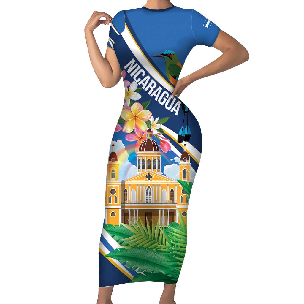 Nicaragua Granada Personalized Short Sleeve Bodycon Dress Viva Nica - Wonder Print Shop