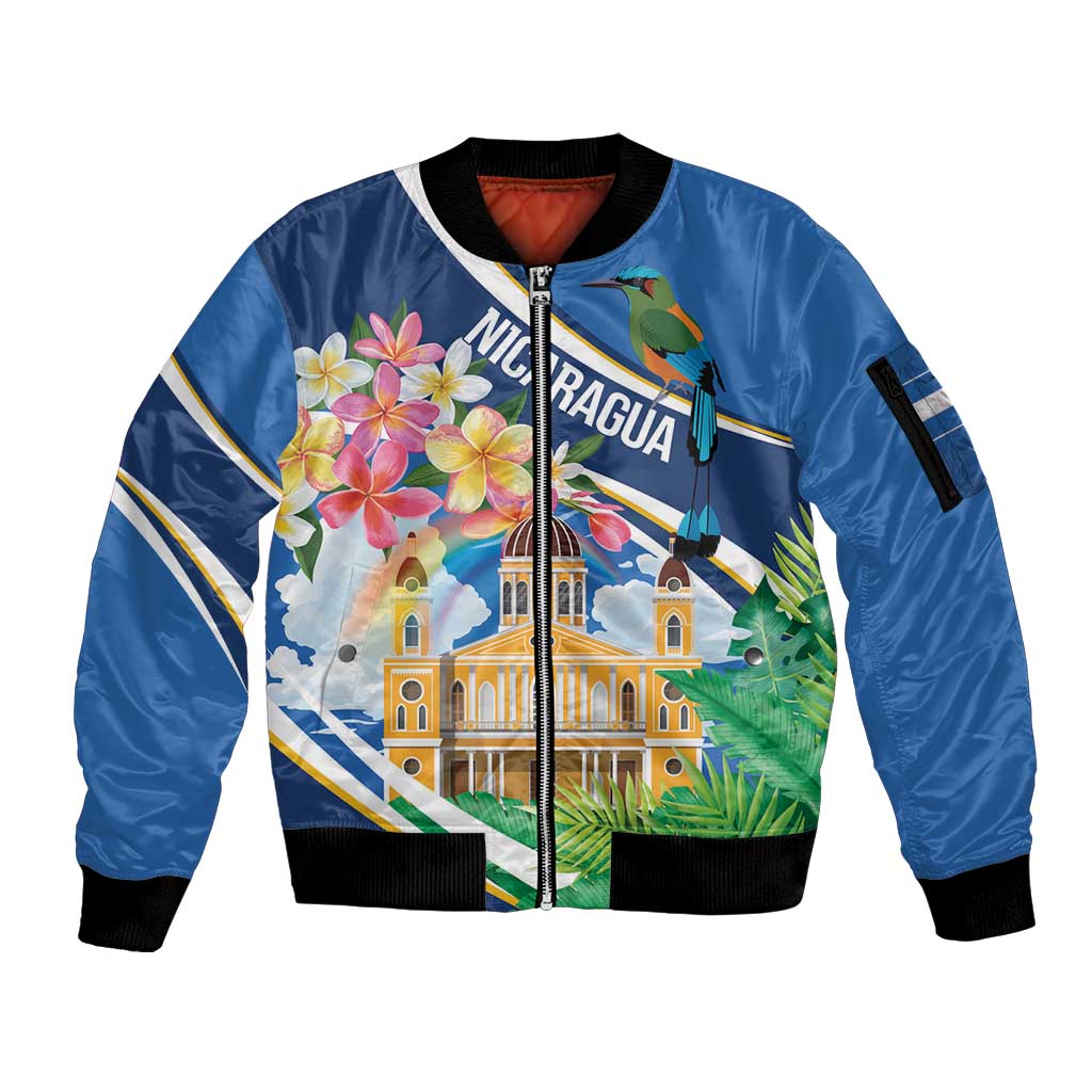 Nicaragua Granada Personalized Sleeve Zip Bomber Jacket Viva Nica - Wonder Print Shop