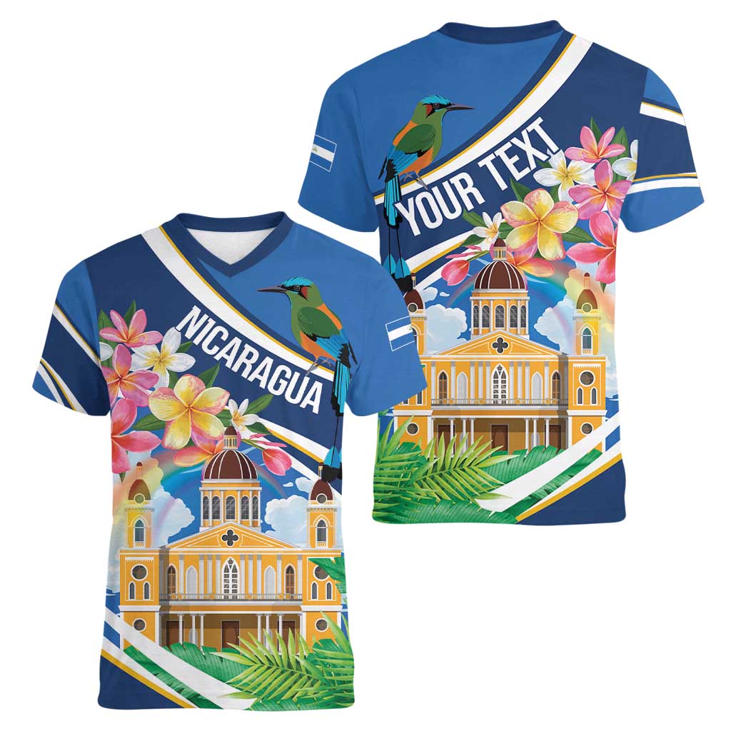 Nicaragua Granada Personalized Women V-Neck T-Shirt Viva Nica - Wonder Print Shop