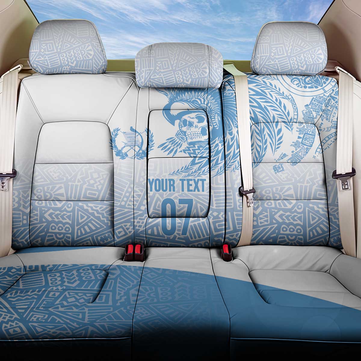 Guatemala Personalized Back Car Seat Cover Mayan Warrior - Wonder Print Shop