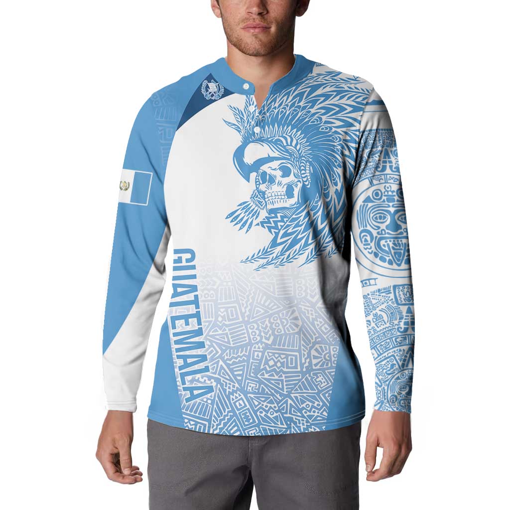 Guatemala Personalized Button Sweatshirt Mayan Warrior - Wonder Print Shop