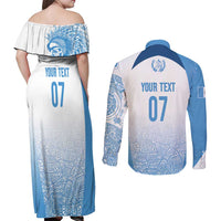 Guatemala Personalized Couples Matching Off Shoulder Maxi Dress and Long Sleeve Button Shirt Mayan Warrior - Wonder Print Shop