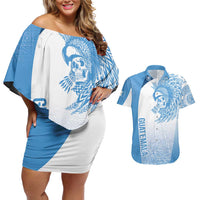 Guatemala Personalized Couples Matching Off Shoulder Short Dress and Hawaiian Shirt Mayan Warrior - Wonder Print Shop