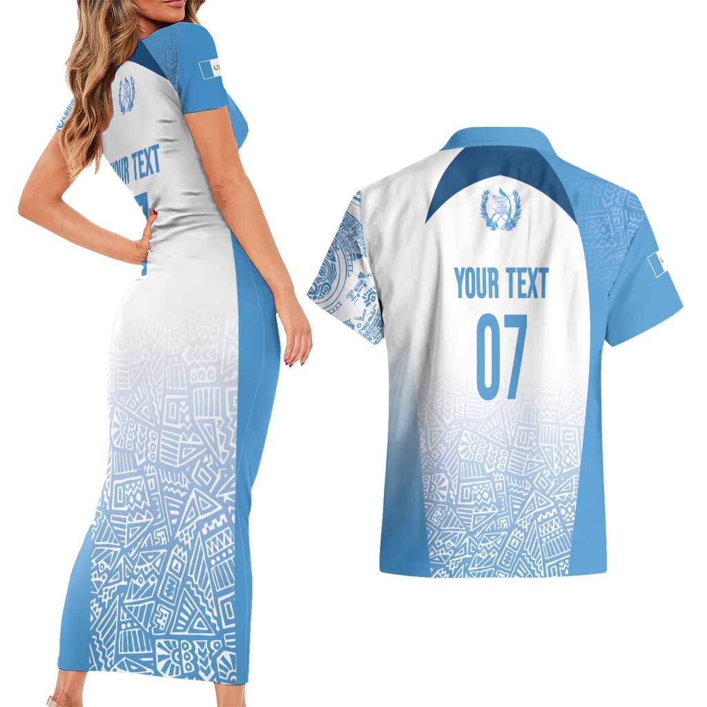 Guatemala Personalized Couples Matching Short Sleeve Bodycon Dress and Hawaiian Shirt Mayan Warrior - Wonder Print Shop