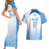 Guatemala Personalized Couples Matching Short Sleeve Bodycon Dress and Hawaiian Shirt Mayan Warrior - Wonder Print Shop