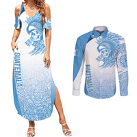 Guatemala Personalized Couples Matching Summer Maxi Dress and Long Sleeve Button Shirt Mayan Warrior - Wonder Print Shop