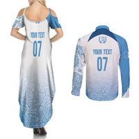 Guatemala Personalized Couples Matching Summer Maxi Dress and Long Sleeve Button Shirt Mayan Warrior - Wonder Print Shop