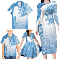 Guatemala Personalized Family Matching Long Sleeve Bodycon Dress and Hawaiian Shirt Mayan Warrior - Wonder Print Shop