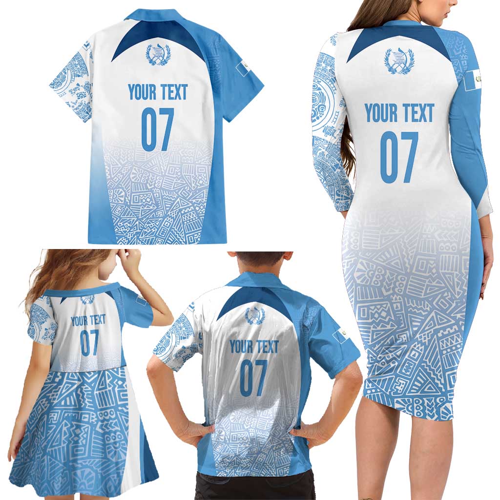 Guatemala Personalized Family Matching Long Sleeve Bodycon Dress and Hawaiian Shirt Mayan Warrior - Wonder Print Shop