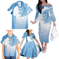 Guatemala Personalized Family Matching Off The Shoulder Long Sleeve Dress and Hawaiian Shirt Mayan Warrior - Wonder Print Shop
