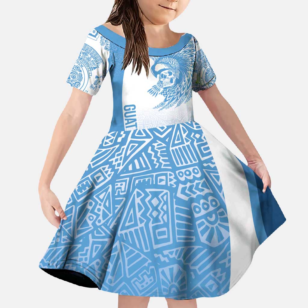 Guatemala Personalized Family Matching Off Shoulder Maxi Dress and Hawaiian Shirt Mayan Warrior - Wonder Print Shop