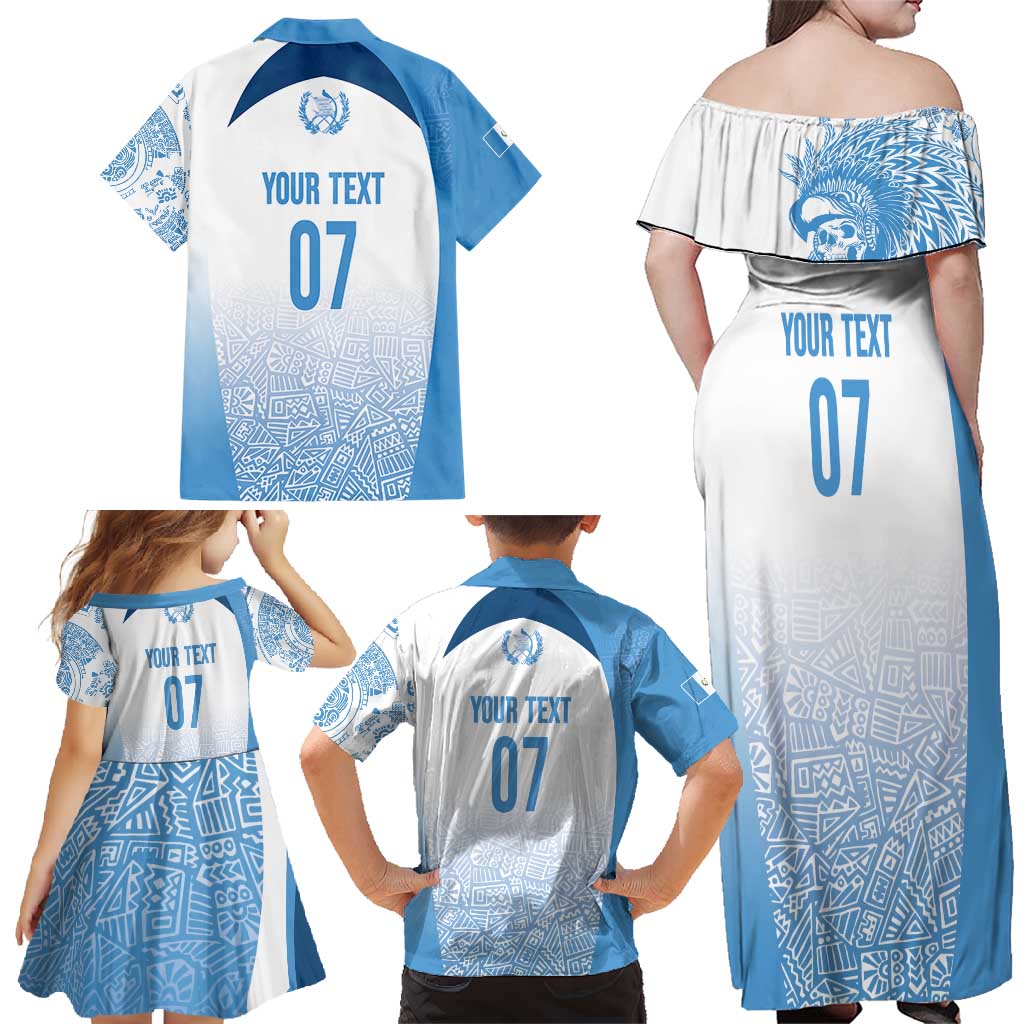 Guatemala Personalized Family Matching Off Shoulder Maxi Dress and Hawaiian Shirt Mayan Warrior - Wonder Print Shop