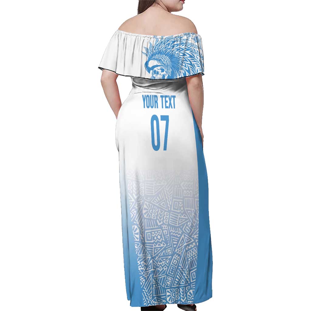 Guatemala Personalized Family Matching Off Shoulder Maxi Dress and Hawaiian Shirt Mayan Warrior - Wonder Print Shop