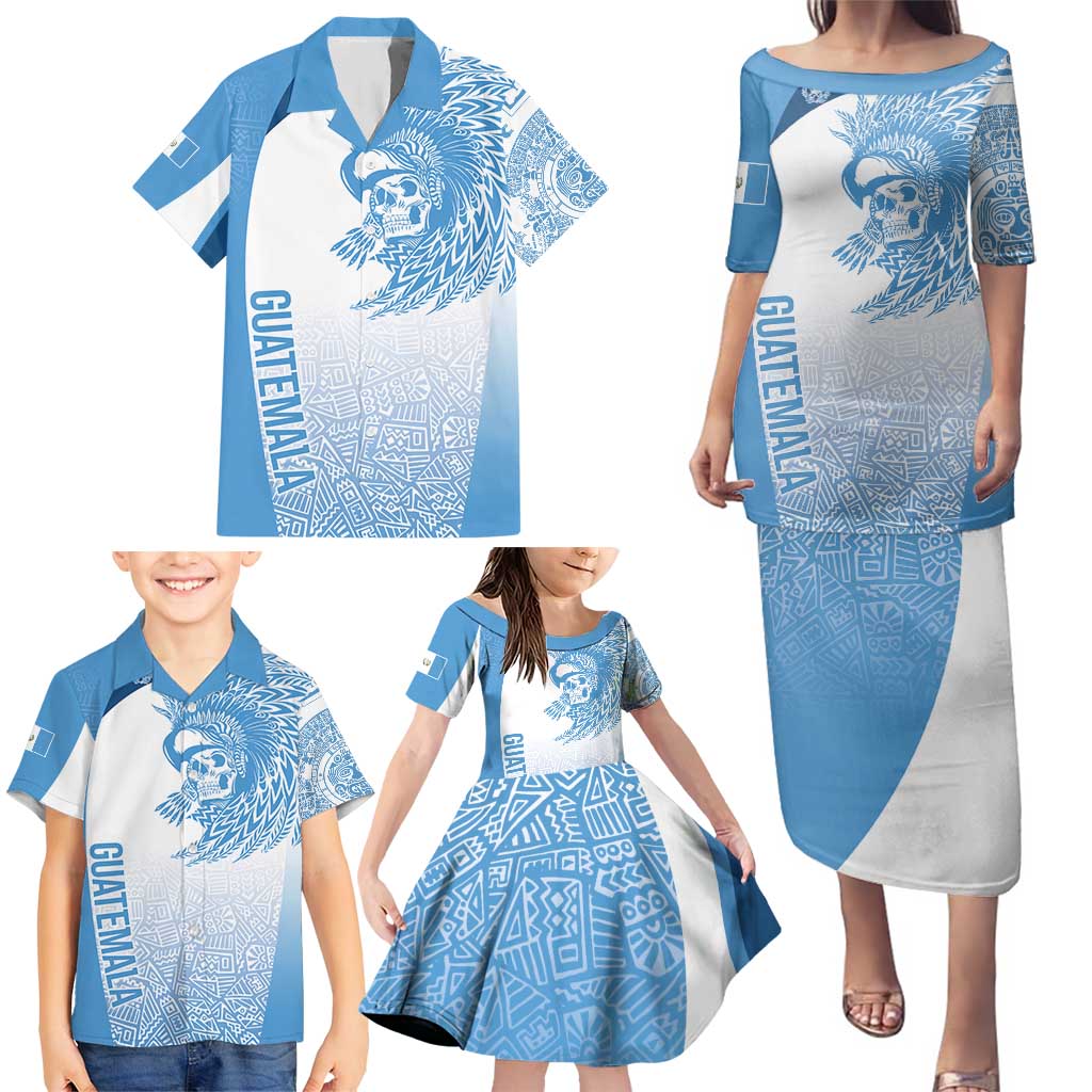 Guatemala Personalized Family Matching Puletasi and Hawaiian Shirt Mayan Warrior - Wonder Print Shop