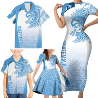 Guatemala Personalized Family Matching Short Sleeve Bodycon Dress and Hawaiian Shirt Mayan Warrior - Wonder Print Shop