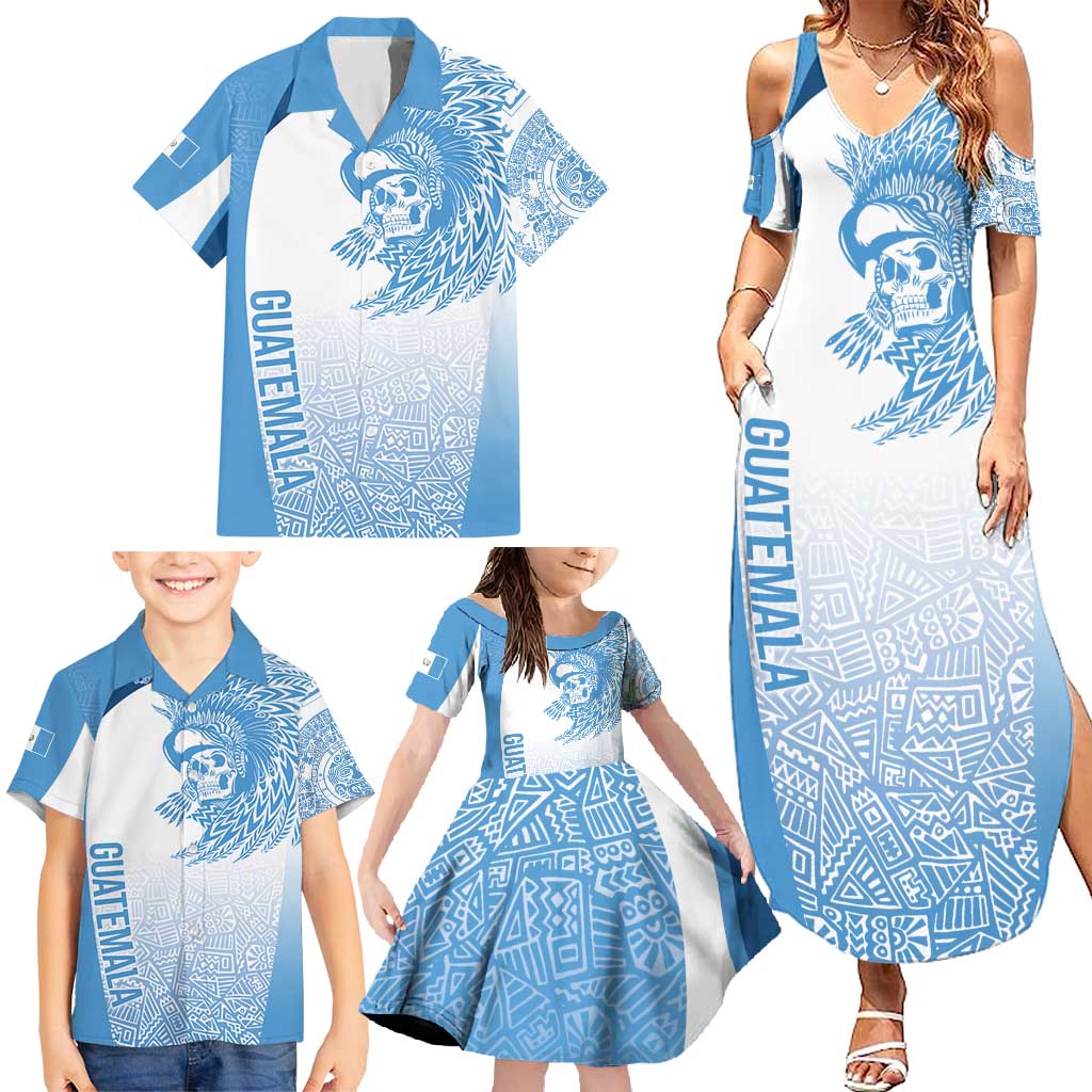 Guatemala Personalized Family Matching Summer Maxi Dress and Hawaiian Shirt Mayan Warrior - Wonder Print Shop