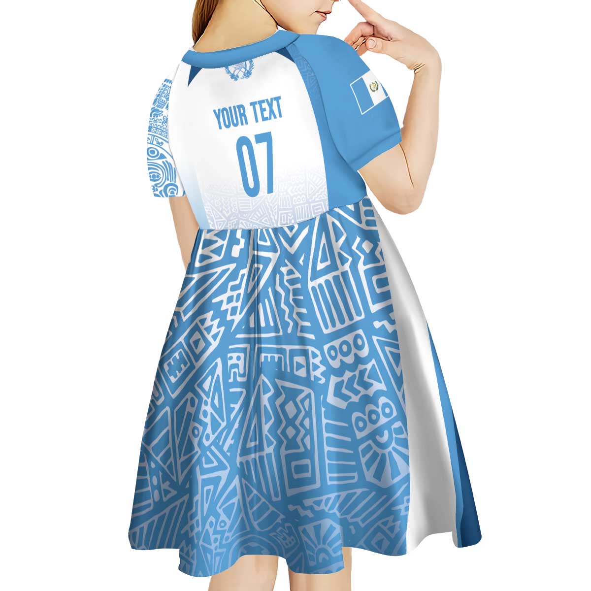 Guatemala Personalized Kid Short Sleeve Dress Mayan Warrior - Wonder Print Shop