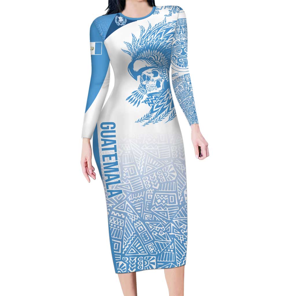 Guatemala Personalized Long Sleeve Bodycon Dress Mayan Warrior - Wonder Print Shop