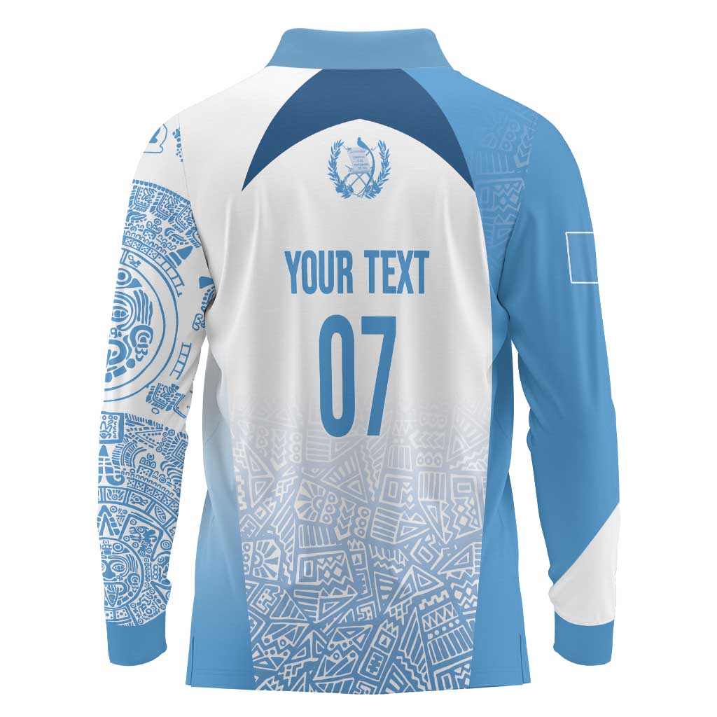 Guatemala Personalized Long Sleeve Polo Shirt Mayan Warrior - Wonder Print Shop