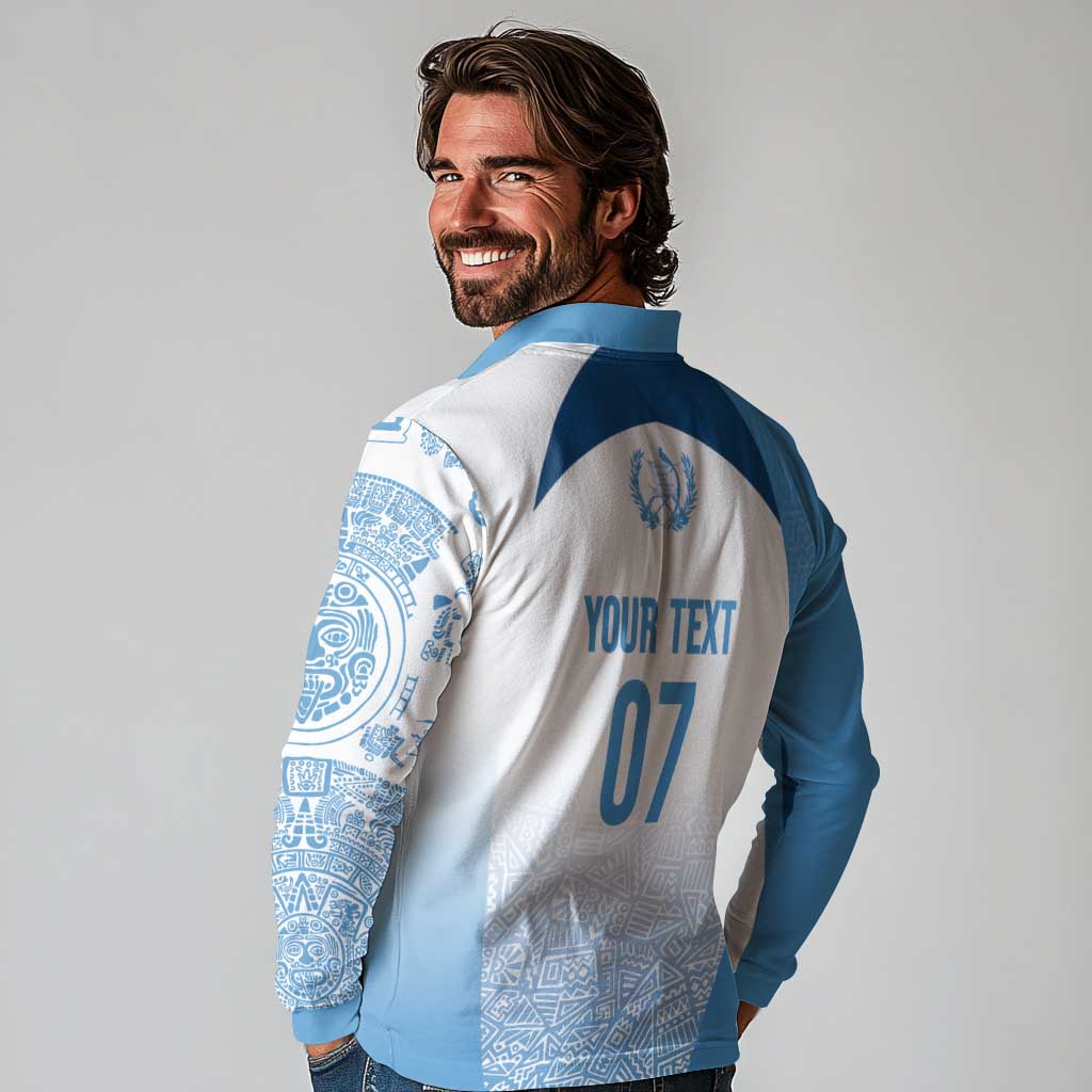 Guatemala Personalized Long Sleeve Polo Shirt Mayan Warrior - Wonder Print Shop