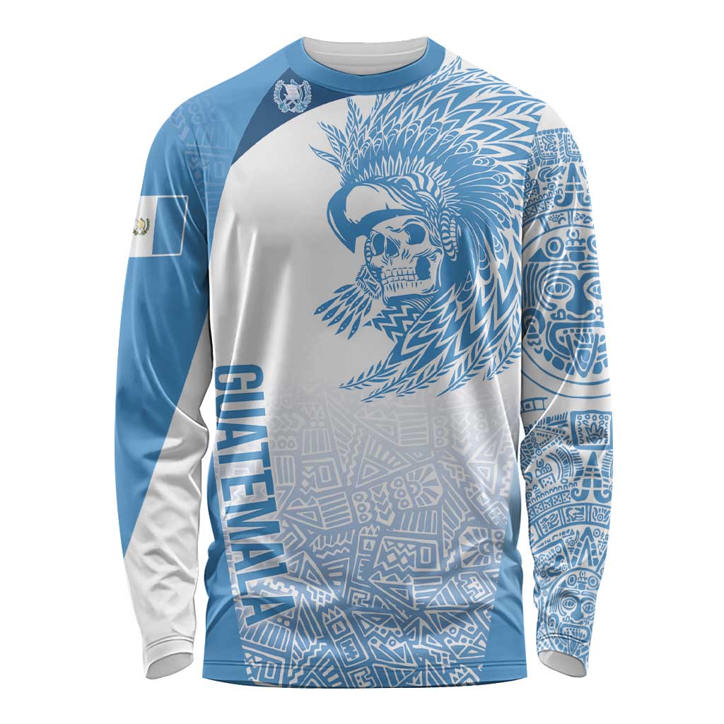 Guatemala Personalized Long Sleeve Shirt Mayan Warrior - Wonder Print Shop