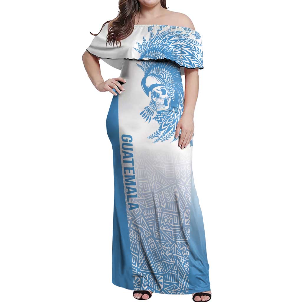 Guatemala Personalized Off Shoulder Maxi Dress Mayan Warrior - Wonder Print Shop