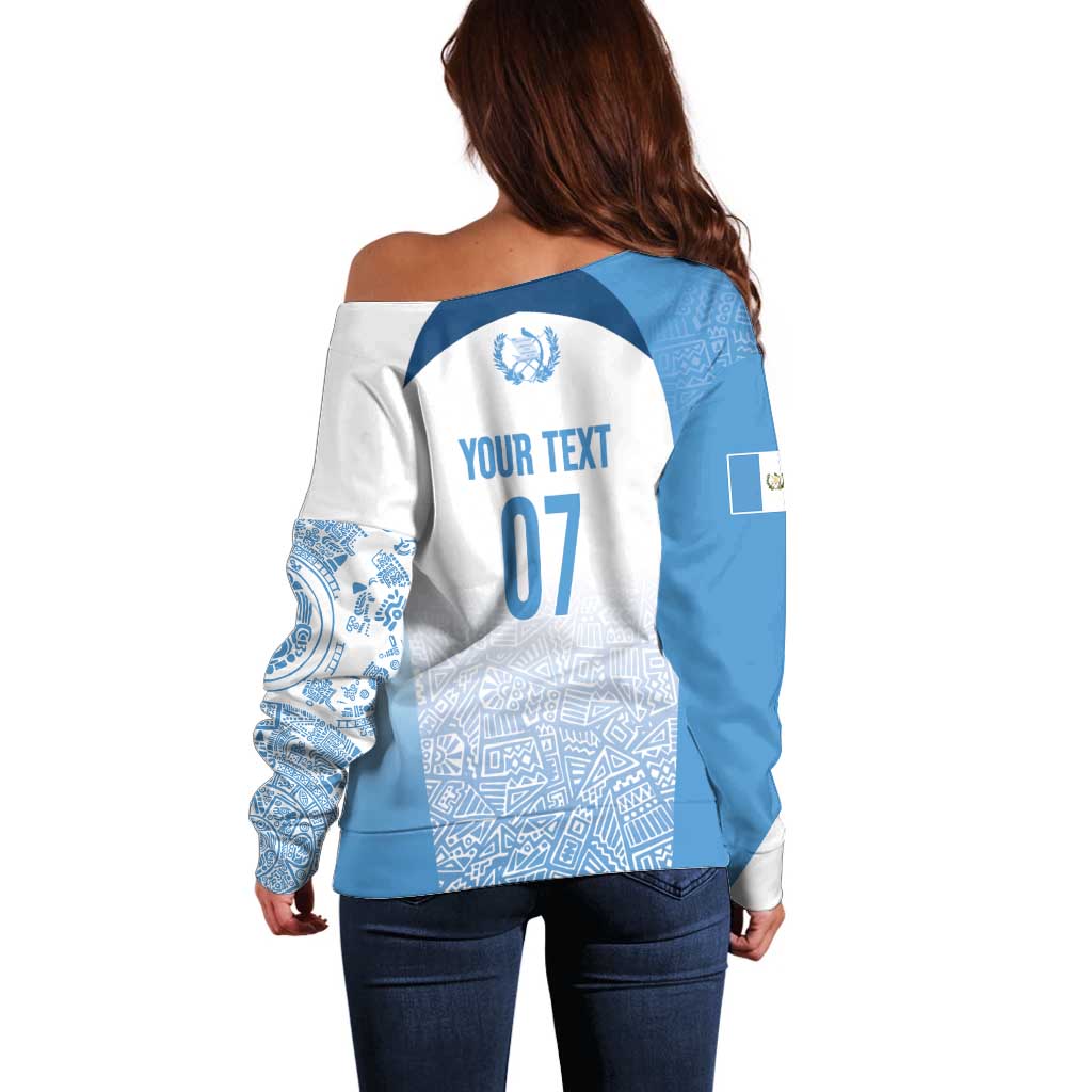 Guatemala Personalized Off Shoulder Sweater Mayan Warrior - Wonder Print Shop
