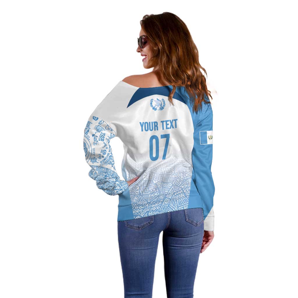 Guatemala Personalized Off Shoulder Sweater Mayan Warrior - Wonder Print Shop