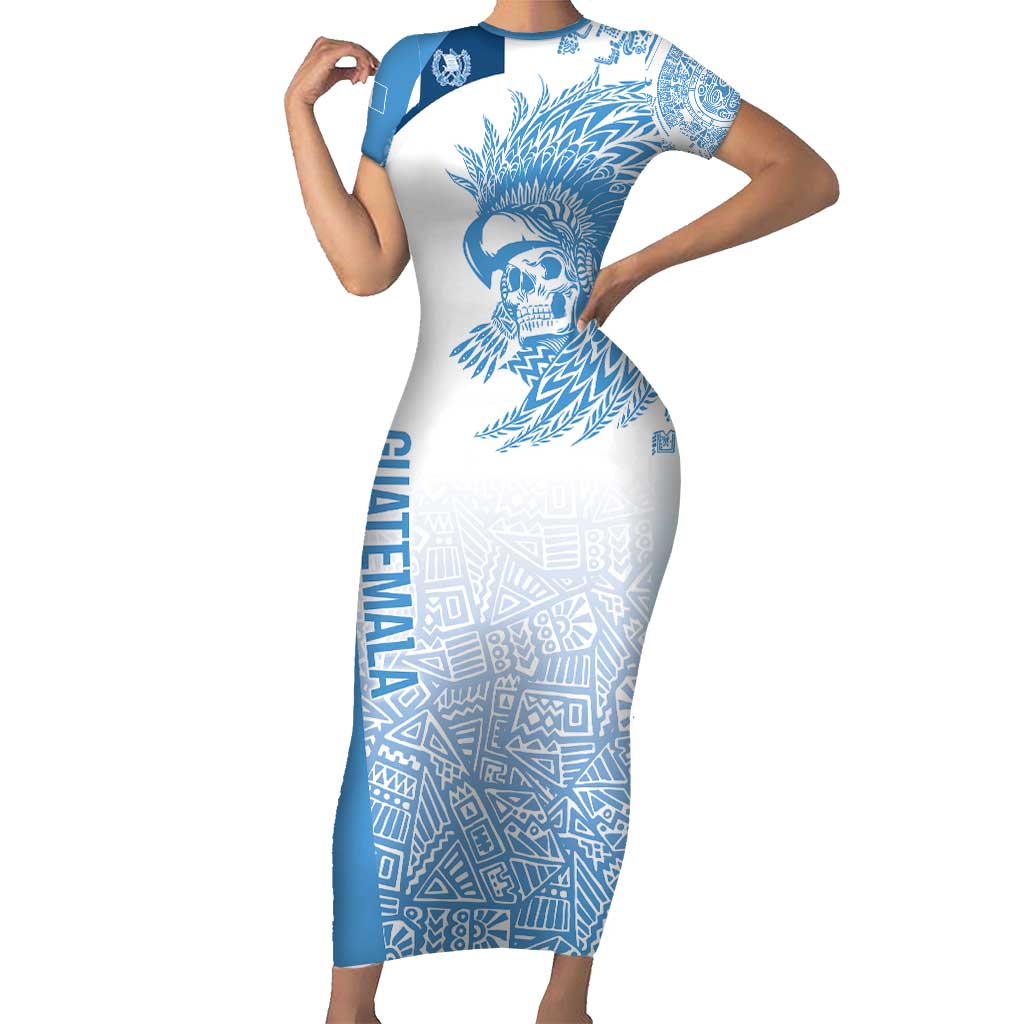 Guatemala Personalized Short Sleeve Bodycon Dress Mayan Warrior - Wonder Print Shop